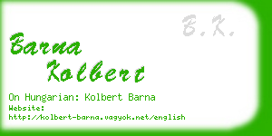 barna kolbert business card